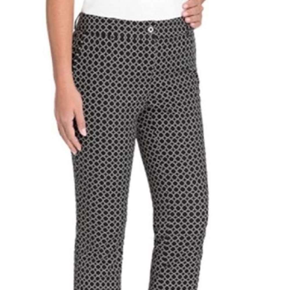 Hilary Radley Women's Black & White Stretch Slim Leg Crop Pant Sz 12